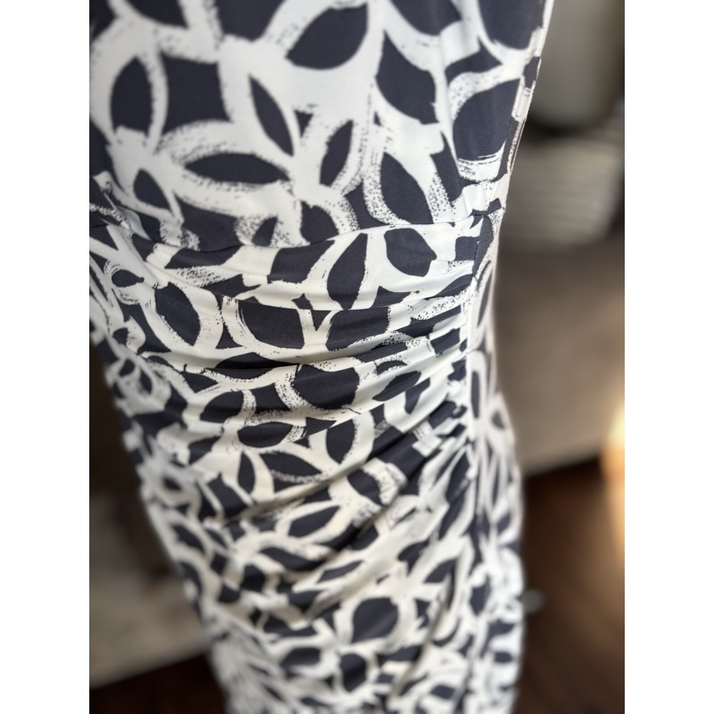 LAUREN RALPH LAUREN Slinky Stretch Shirred Surplice Dress‎ Size 12 Gray Midi - Picture 5 of 12